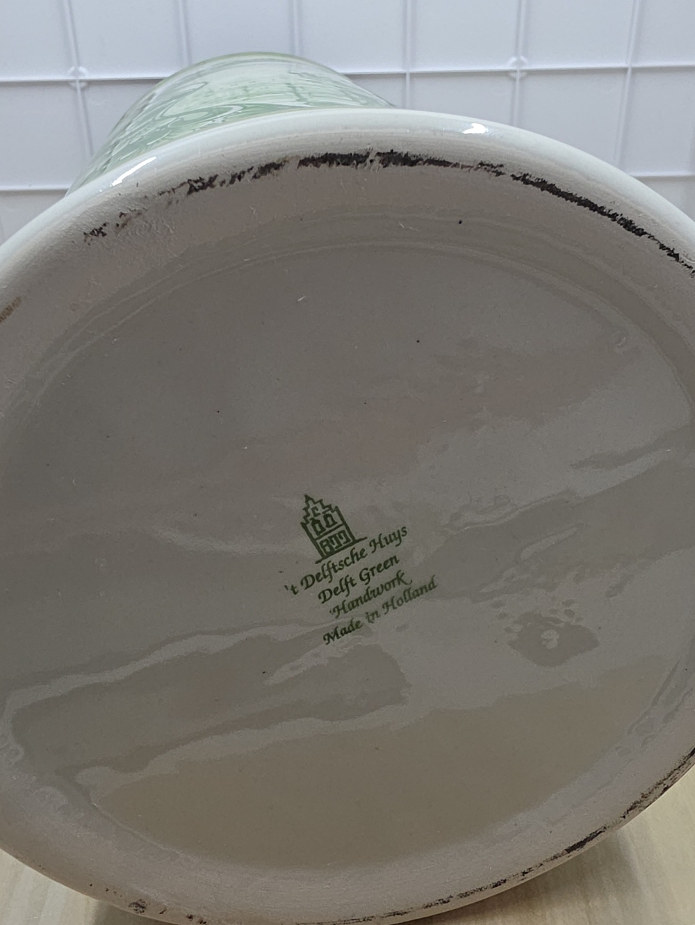 Holland Delft Green Floral Heineken Stein with Handle Vintage Large Stamped - Picture 15 of 15